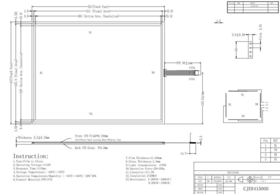 Fio 4 resistente da impressão digital Resistive alta do tela táctil da claridade 15 polegadas